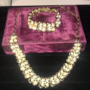 1950 Lister Pearl Gold Necklace Bracelet Set